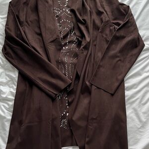 Soft Surroundings Brown Trench Coat with Embellished Front